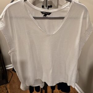 Banana Republic Factory White V-Neck Short Sleeve Top
